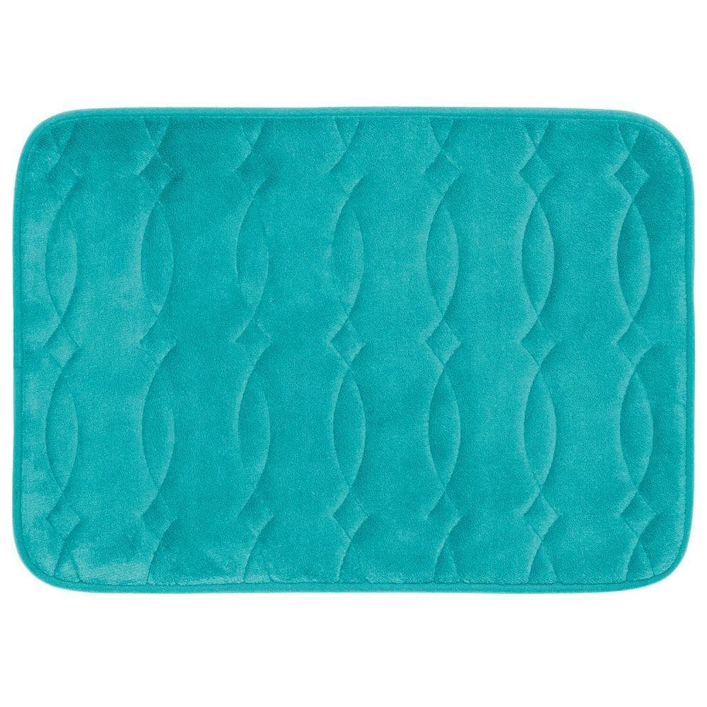 Grecian Turquoise 20 in. x 34 in. Memory Foam Bath Mat