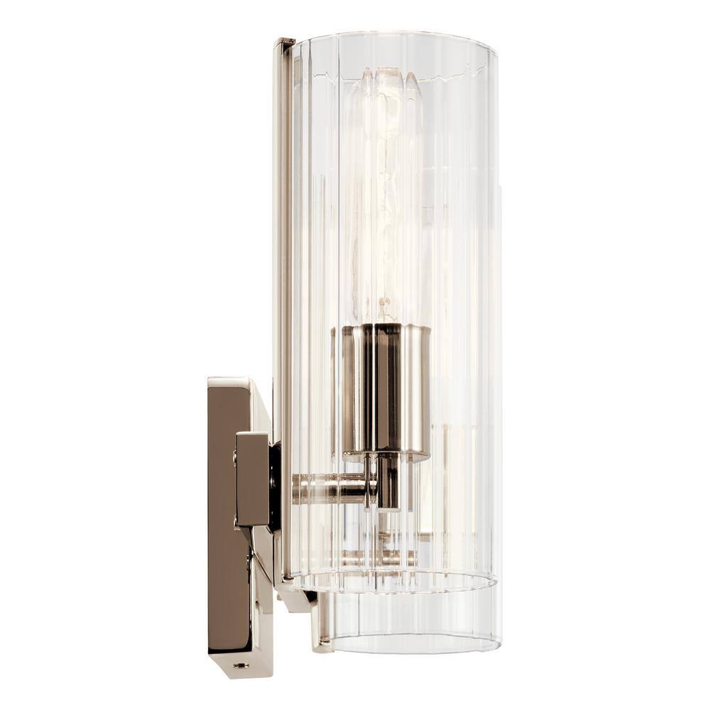 Polished Nickel 2-Light Vanity with Clear Fluted Glass