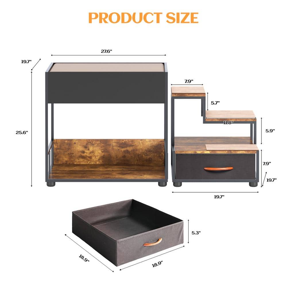 Black and Brown Multi-Level Dog Bed with Storage