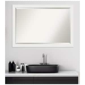 Medium Rectangle Matte White Beveled Glass Modern Mirror (27.5 in. H x 39.5 in. W)