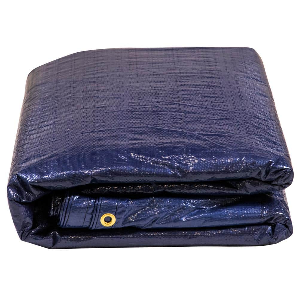 Navy Blue Heavy Duty Rectangular Pool Cover with Overlap