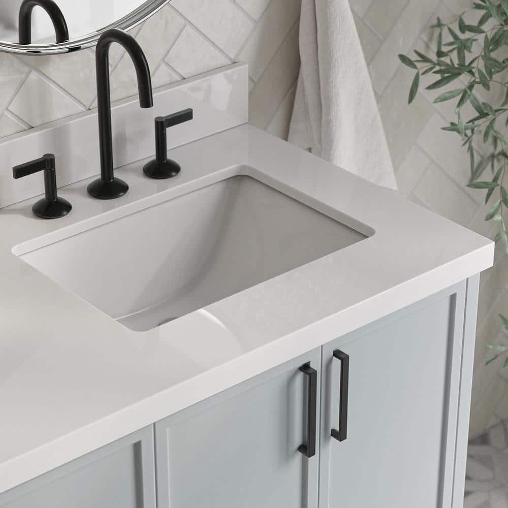 Kelly 67" Light Gray Wood Double Vanity with White Quartz Top