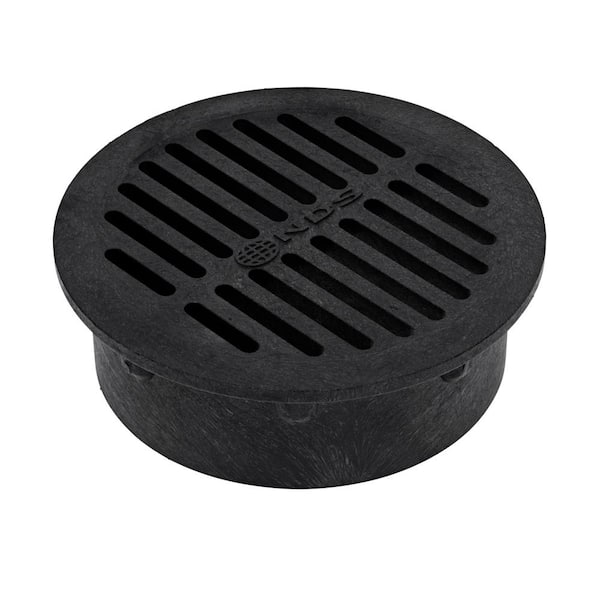 DG6RFB - 6 inch Plastic Round Flat Drainage Grate - Black