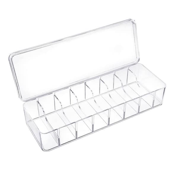 Clear Cord Storage Box with Lid 3-Piece Organizer with 30 Cable Ties and Labels for Desk Drawer Accessories