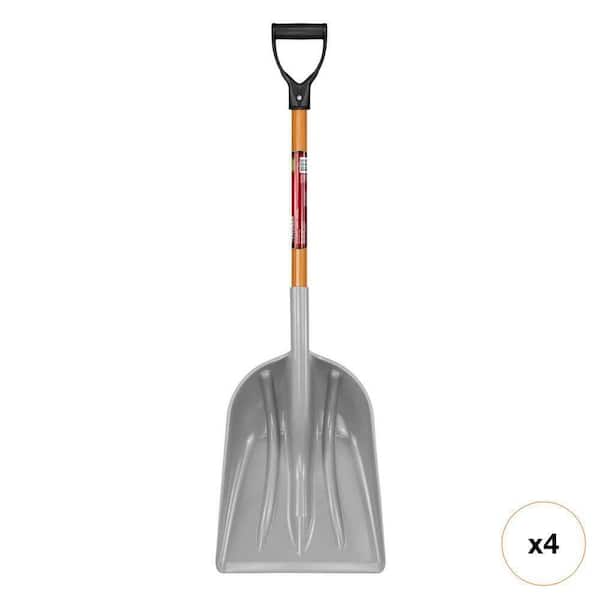 31 in. Wood Handle D-Grip Poly Scoop Shovel (4-Count)