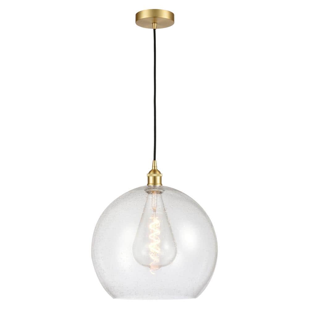 Athens 60-Watt 1-Light Satin Gold Shaded Mini Pendant Light with Seeded Glass Shade price history on PriceWatchPro