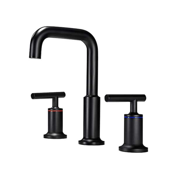 IHOMEadore 8 in. Widespread 2-Handle Bathroom Faucet in Matte Black