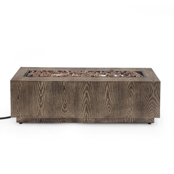 Unbranded Wood 48 in. x 15 in.Rectangle Outdoor 50000 BTU Propane Gas Fire Pit Table for Patio