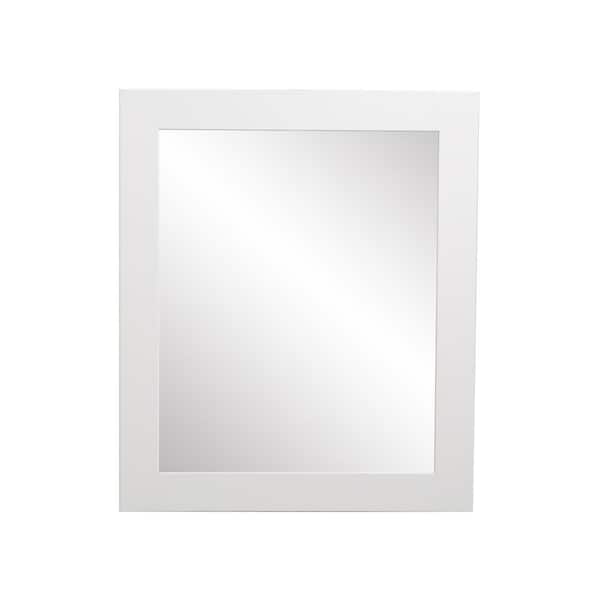 BrandtWorks 32 in. W x 38 in. H Framed Rectangular Bathroom Vanity Mirror in Matte White