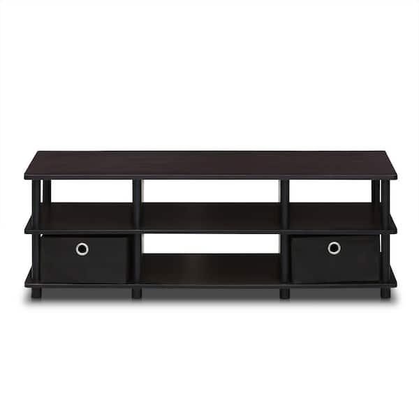 Furinno Econ 48 in. Espresso Particle Board TV Stand with 2 Drawer Fits TVs Up to 43 in. with Open Storage