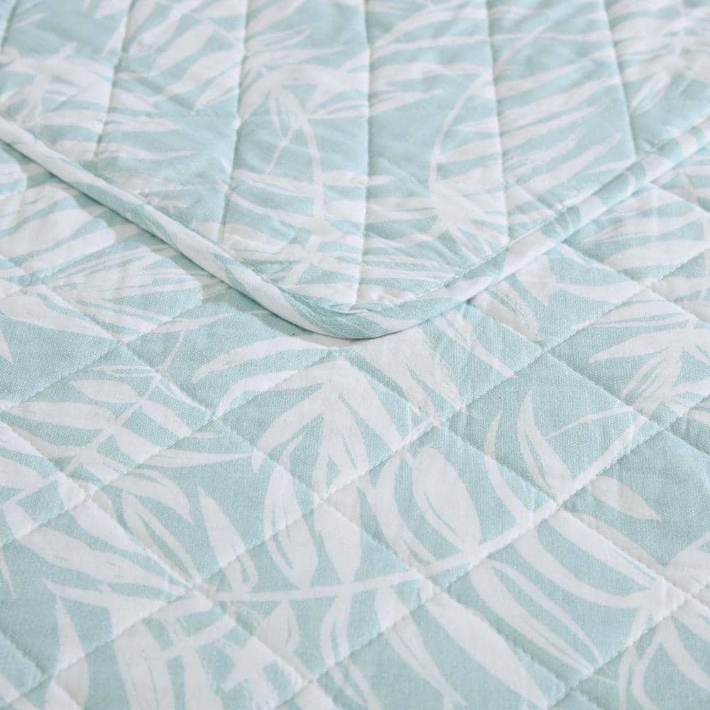 King Size Blue Cotton Reversible Quilt Set with Shams