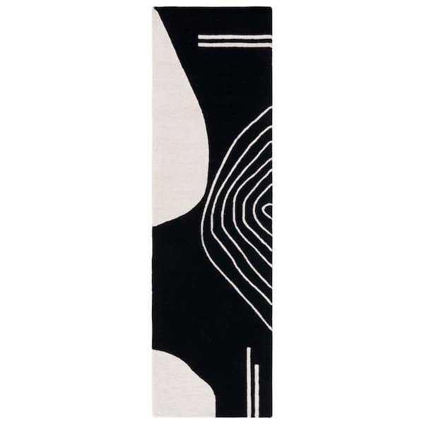 Rodeo Drive 2 ft. x 10 ft. Black/Ivory Abstract Geometric Runner Rug