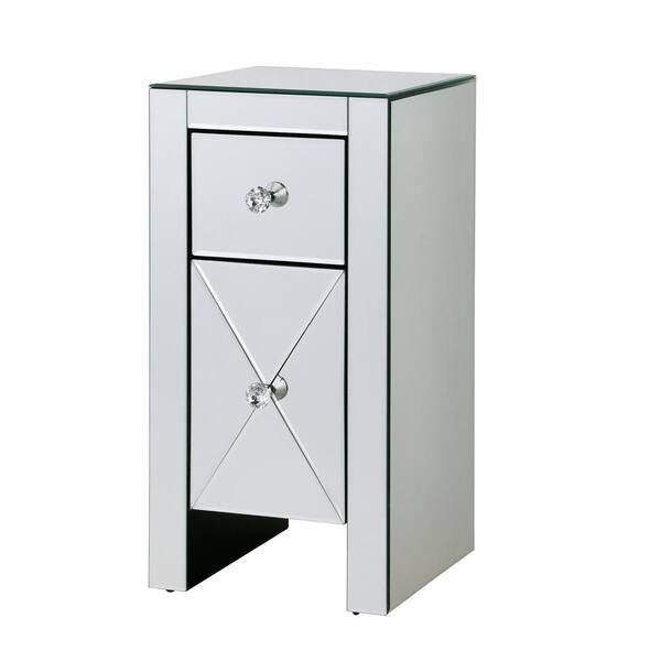 narrow mirrored bedside table