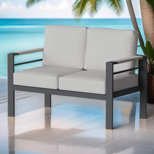 Bestier Aluminum Outdoor Loveseat with Cushions