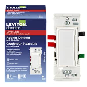 Decora Lever Edge Rocker Slide Dimmer Switch for LED/INC Bulbs, 150 Watt, Single Pole or 3-Way, White (1-Pack) ESL01-1KW