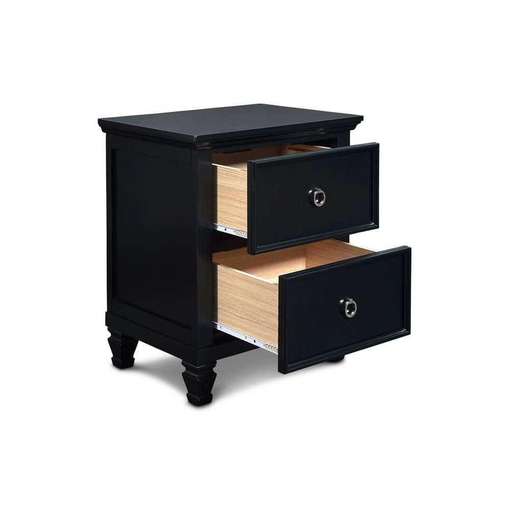 Tamarack Black Solid Wood 2-Drawer Nightstand