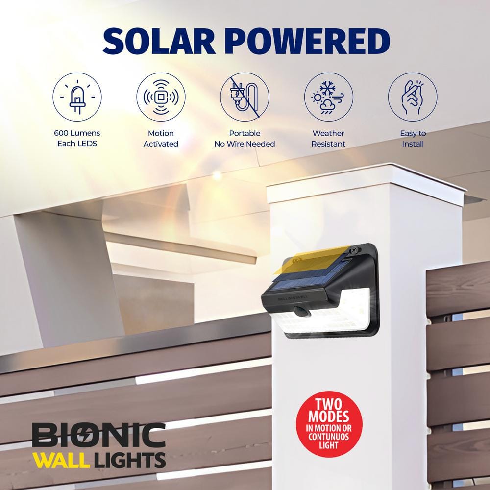 Black Solar Powered Motion Sensor LED Wall Pack Light