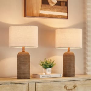 18.5 in. Light Brown Table Lamp Set and LED Bulbs Included (set of 2)