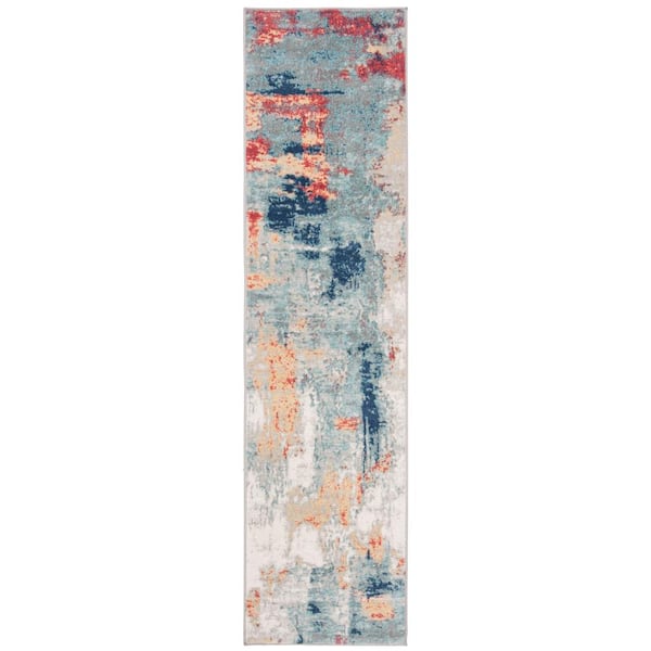 SAFAVIEH Jasper Gray/Red 2 ft. x 8 ft. Abstract Runner Rug