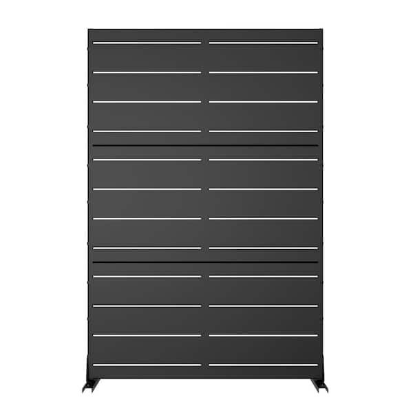 72 in. x 47 in. Black Privacy Screen Galvanized Freestanding Panel