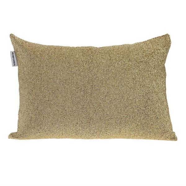 HomeRoots Gold Solid Polyester 14 in. x 20 in. Throw Pillow