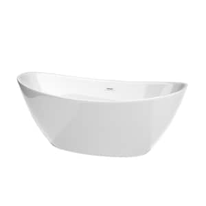 Dorrit 66 in. L x 32 in. W Soaking Bathtub with Center Drain in White/Shiny White Trim