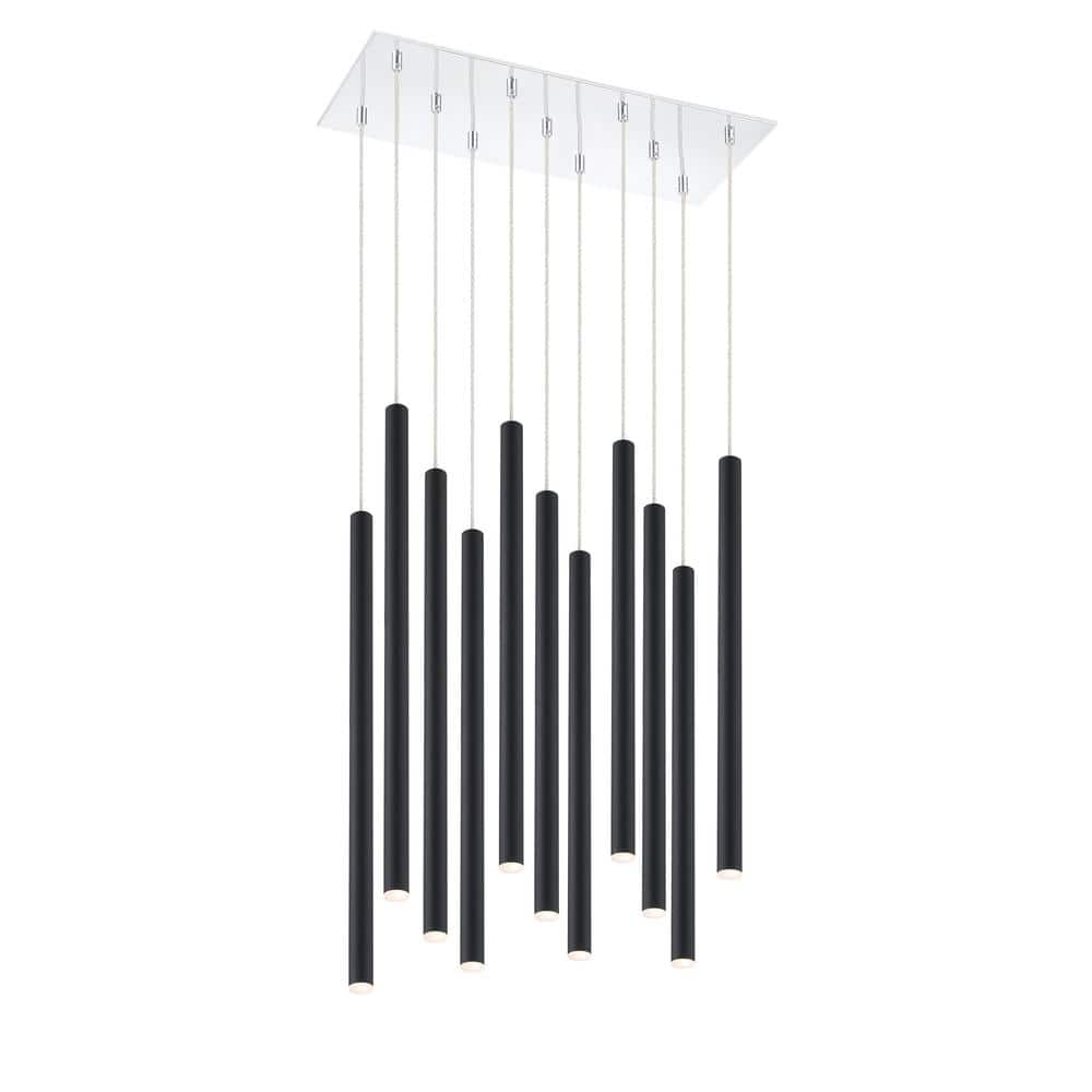Forest 5 W 11-Light Chrome integrated LED Shaded Chandelier with Matte Blac