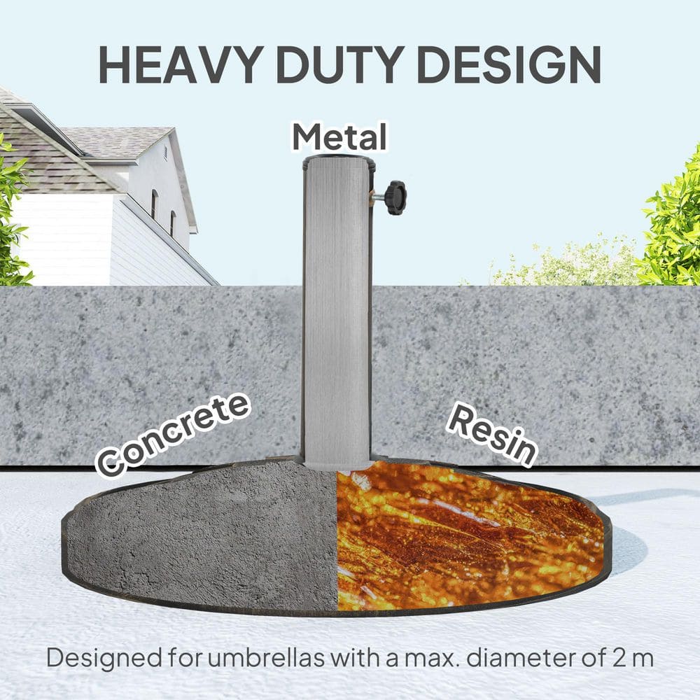 Bronze Round Concrete Patio Umbrella Base with Lotus Design