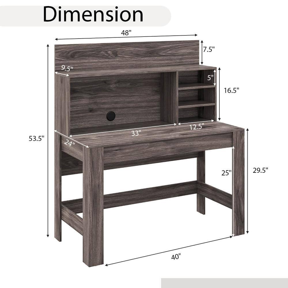Dimension diagram showing measurements of the computer desk.