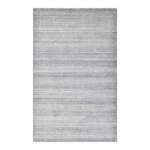 Sanam Contemporary Solid Gray 9 ft. x 12 ft. Hand Loomed Area Rug