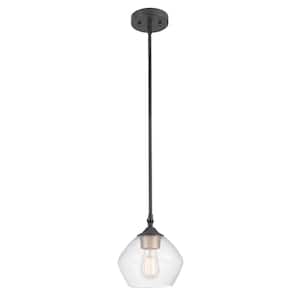 Harrow 1-Light Matte Black Pendant with Clear Glass Shade