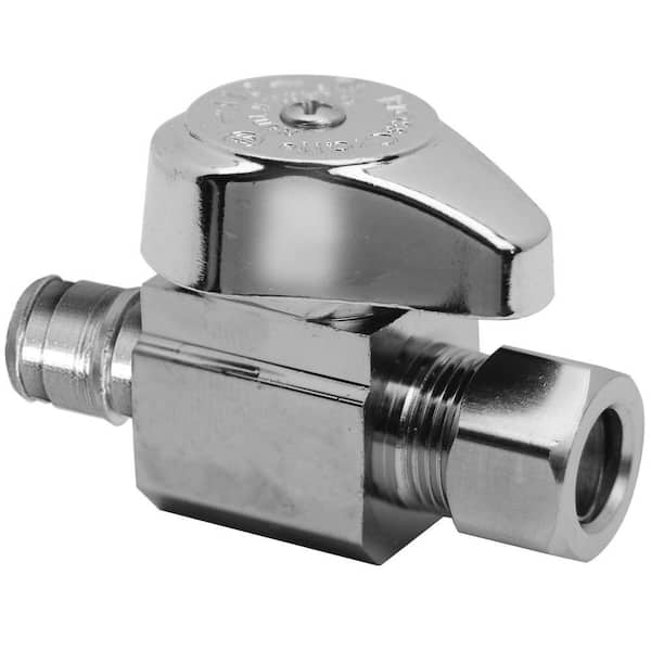 BrassCraft 1/2 in. Cold Expansion PEX Barb Inlet x 3/8 in. Compression Outlet Brass 1/4-Turn Straight Valve (5-Pack)