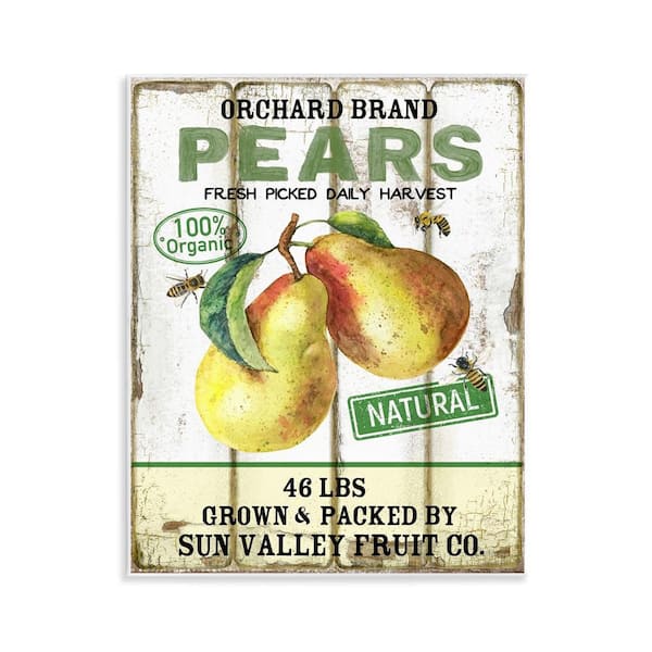 Stupell Industries Farm Orchard Pears by Creatif Belle Unframed Food Graphic Art Print 14 in. x 11 in.