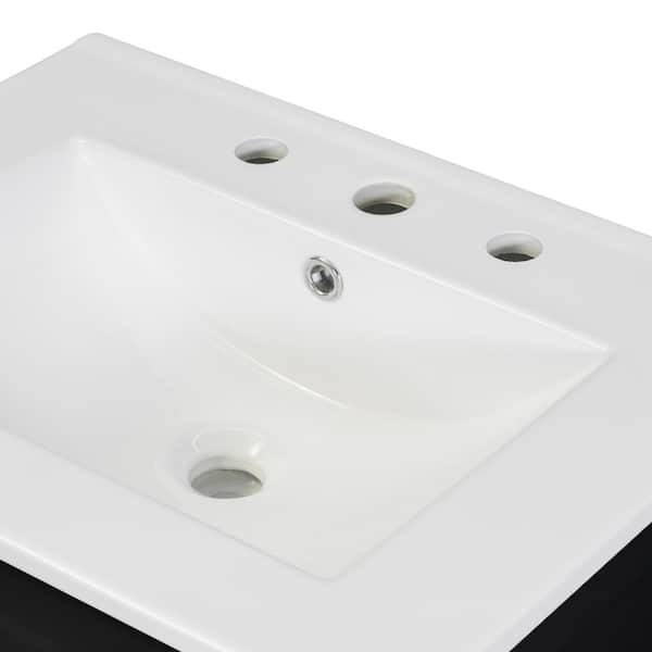 Virubi Space-Saving 24 in. W Single Sink Black Bath Vanity with