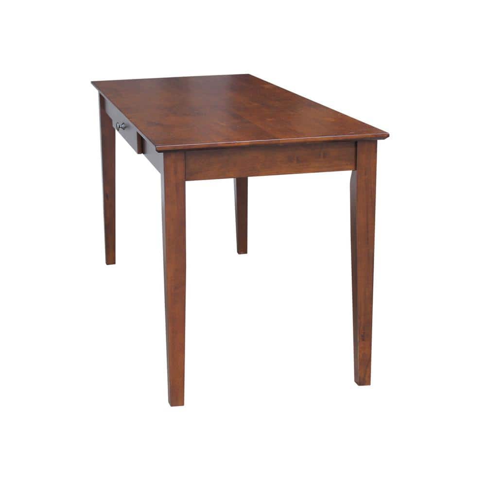 Espresso Rubberwood Desk with Drawer and Matching Chair Set
