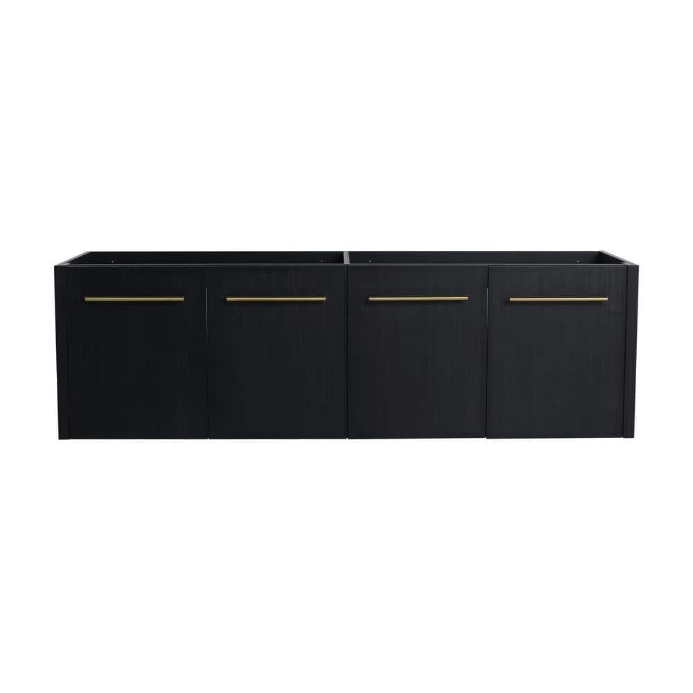 58.69 in. W x 17.94 in. D x 17.69 in. H Wall-Mounted Bath Vanity Cabinet without Top in Black Chestnut