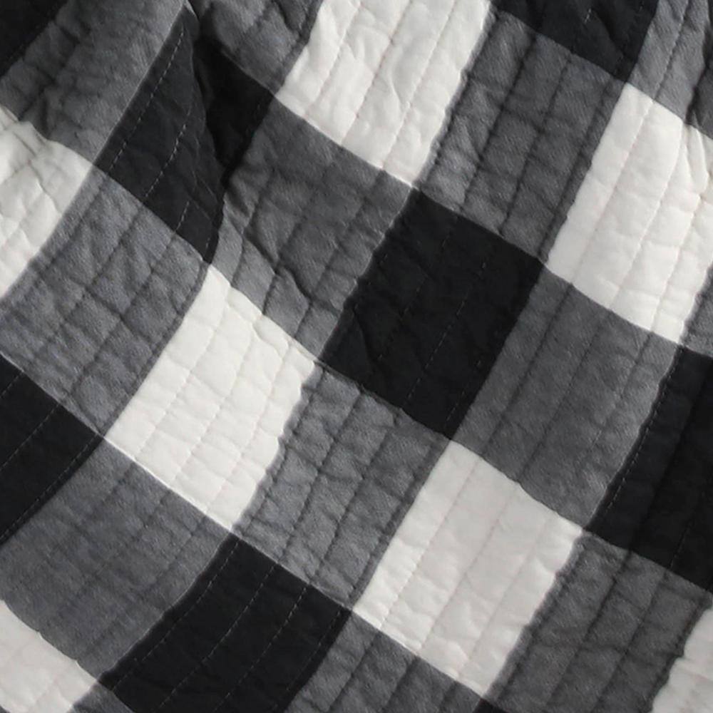 Farmhouse Buffalo Check Reversible Cotton Throw - Grey and Cream