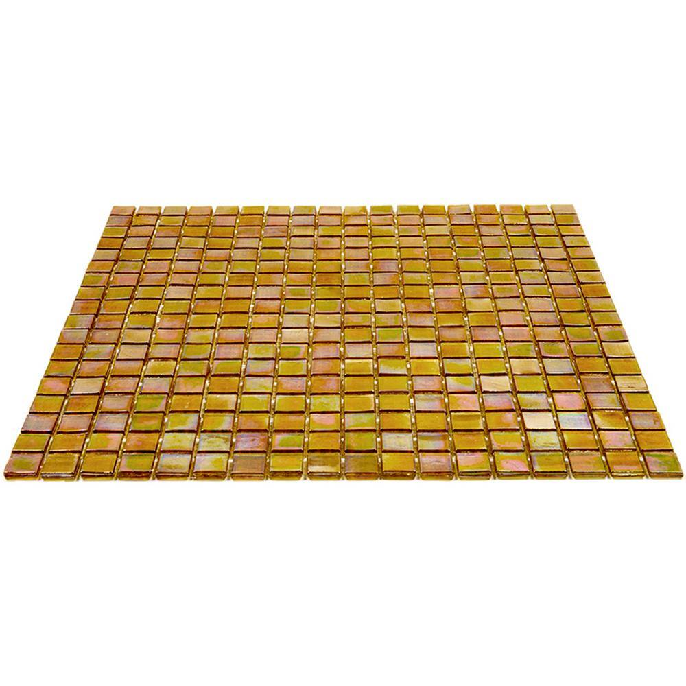 Skosh 11.6" x 11.6" Glossy Gold Beige Glass Mosaic Tile