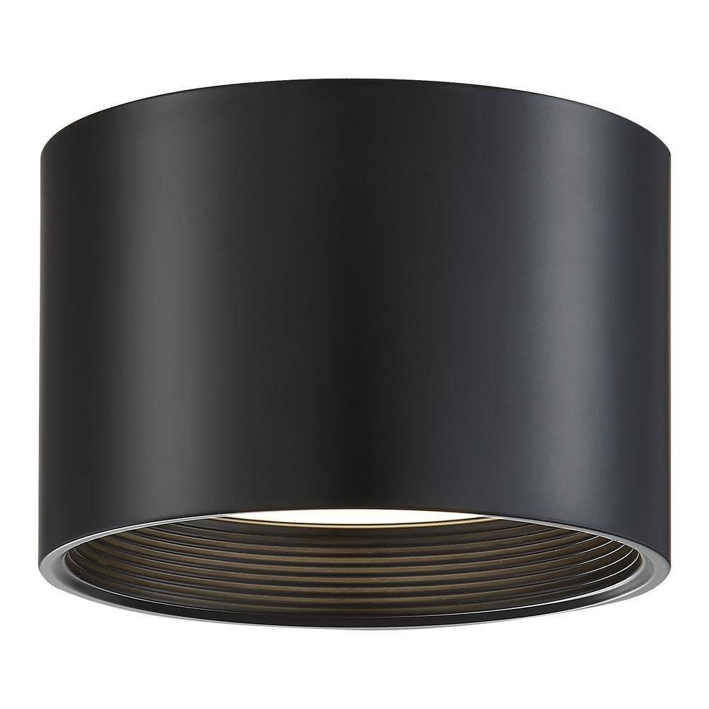 Black Aluminum Drum LED Indoor/Outdoor Flush Mount Light