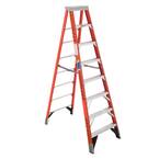 Werner 8 ft. Fiberglass Contractor JobStation Step Ladder with 375 lb ...