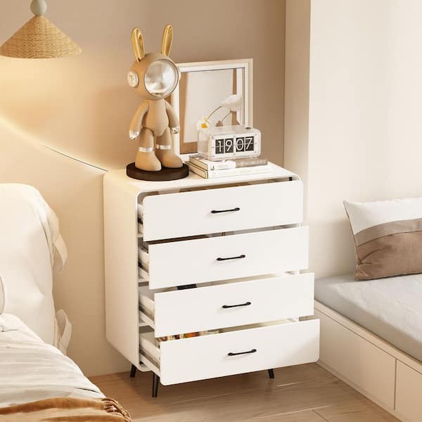 White 4 Drawers 31.5 in. W Nightstand, Chest of Drawers