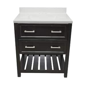 Tremblant 31 in. W x 22 in. D x 36 in. H Bath Vanity in Espresso with White Cultured Marble Top