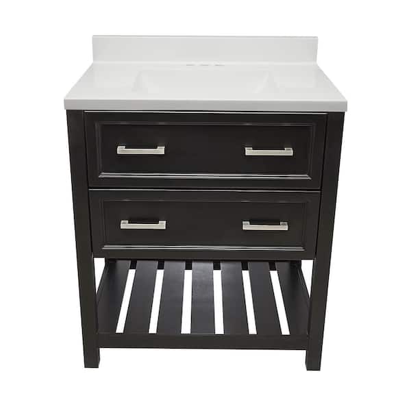 Ella Tremblant 31 in. W x 22 in. D x 36 in. H Bath Vanity in Espresso with White Cultured Marble Top