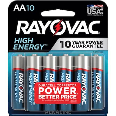 High Energy Alkaline AA/1.5 Volt Battery (10-Pack)