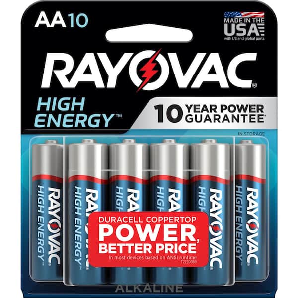 Rayovac High Energy AA Batteries (10-Pack), Double A Alkaline Batteries