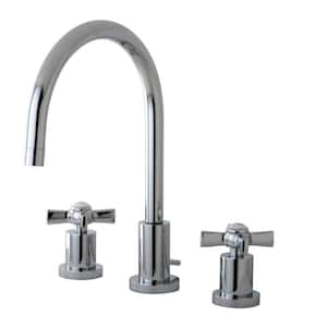 Millennium 2-Handle High Arc 8 in. Widespread Bathroom Faucets with Brass Pop-Up in Polished Chrome