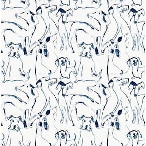 Dog Doodle Navy Vinyl Peel and Stick Wallpaper Roll (Covers 30.75 sq. ft.)