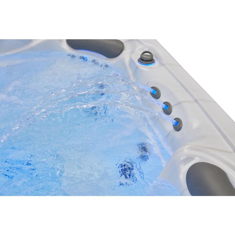 Gray and White 5-Person Luxury Hot Tub with Jets and Ozonator