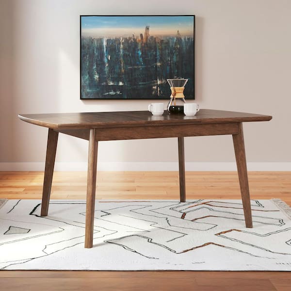 Lyncott Contemporary Brown Wood 36 in. 4 Legs Dining Table Seats 6