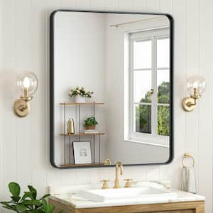 30 in. W x 36 in. H Modern Rectangular Black Aluminum Framed Wall Bathroom Vanity Mirror